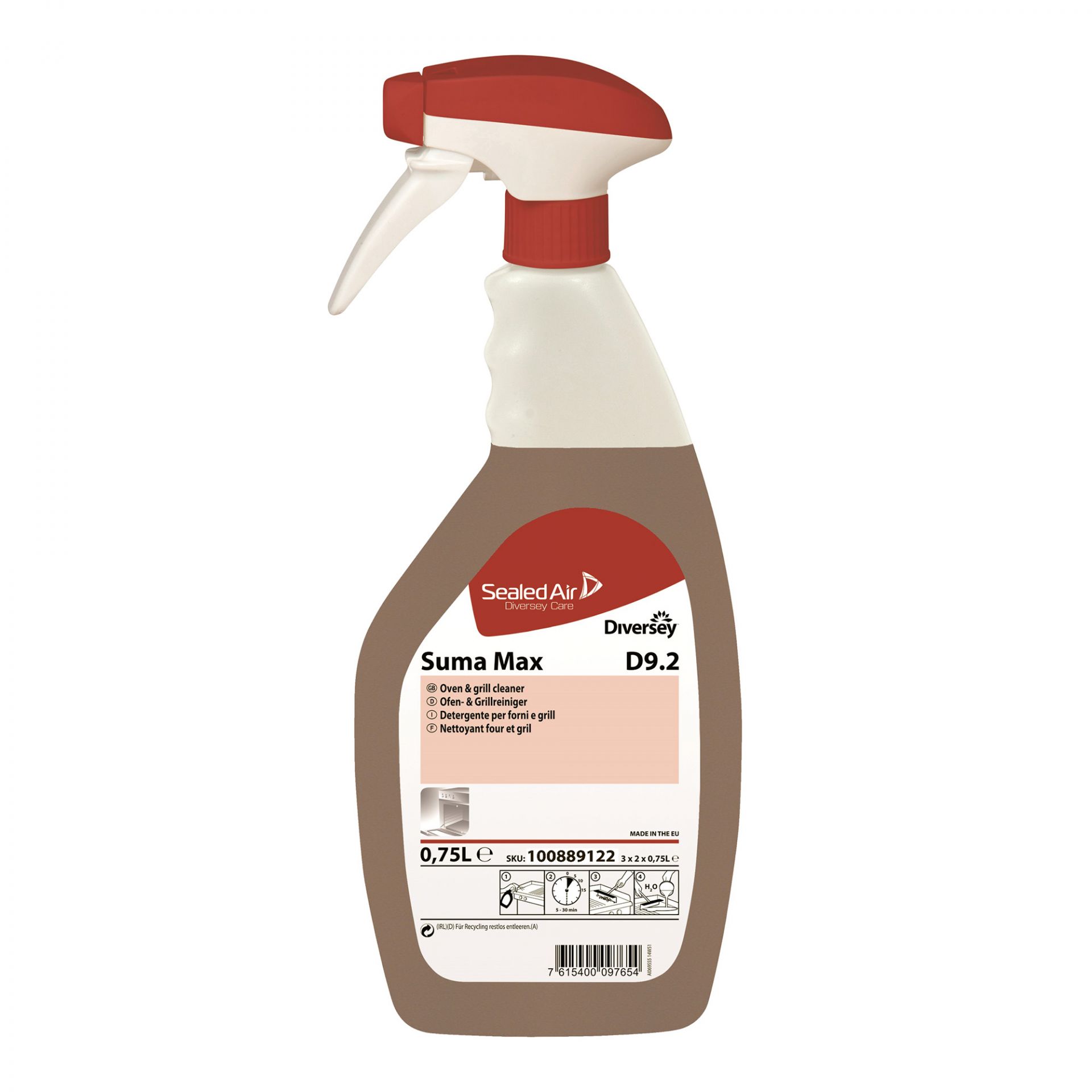 Suma Grill Cleaner D9 - Heavy Duty Oven & Grill Cleaner, 750ml Spray Bottle (Pack Of 6)