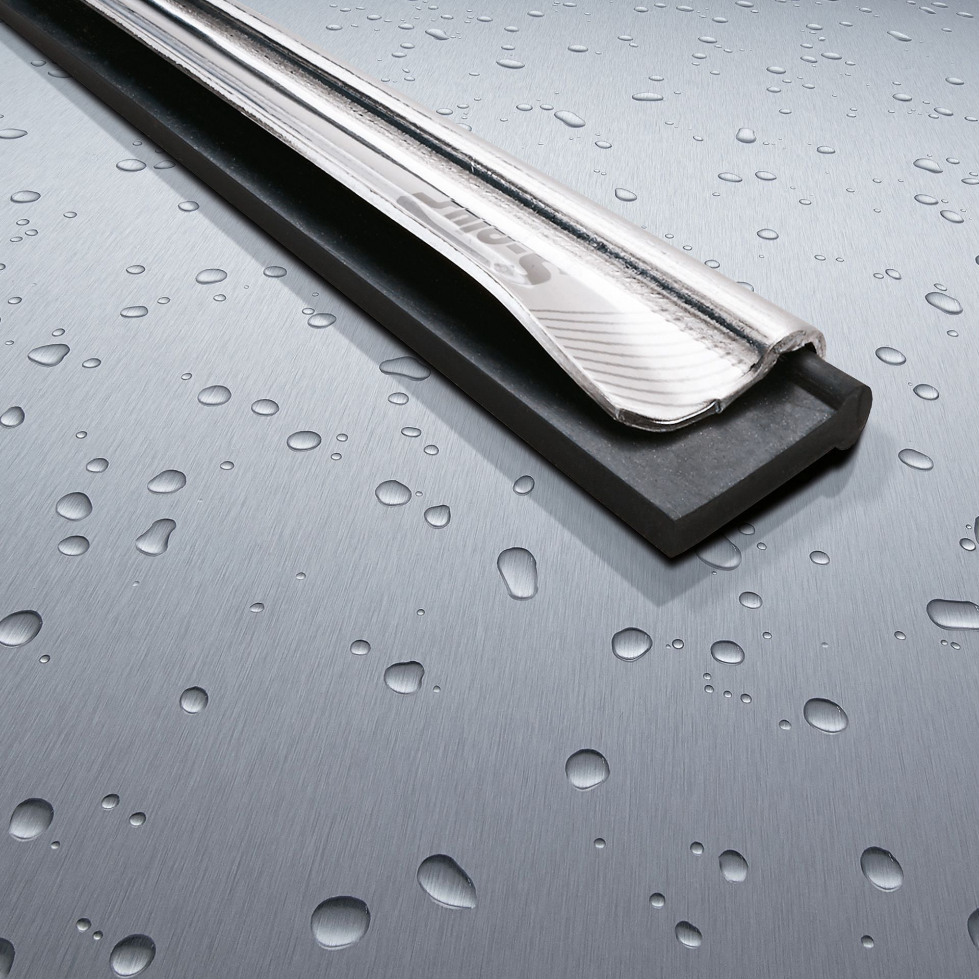 Unger NE45H S-Schiene Mit Hard-Gummi – 45 Cm Edelstahl-Schiene Für Fensterwischer, Schwarz/silber